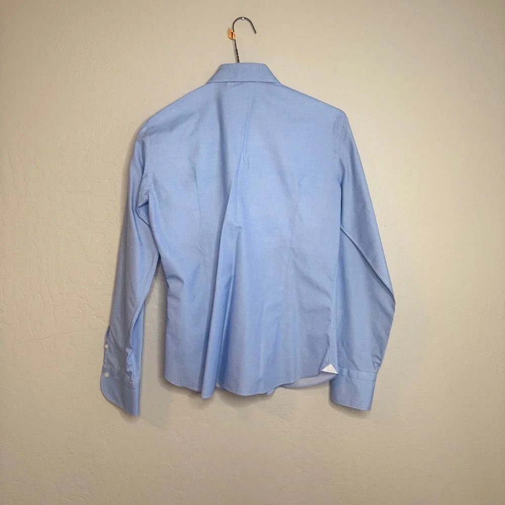 FInamore 1925 AUTHENTIC Tailored Blue Dress Shirt with Pointed Collar. Size 44